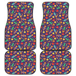 Space Rockets Pattern Print Front and Back Car Floor Mats