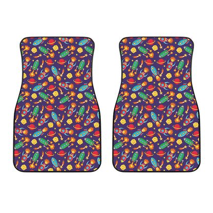 Space Rockets Pattern Print Front Car Floor Mats