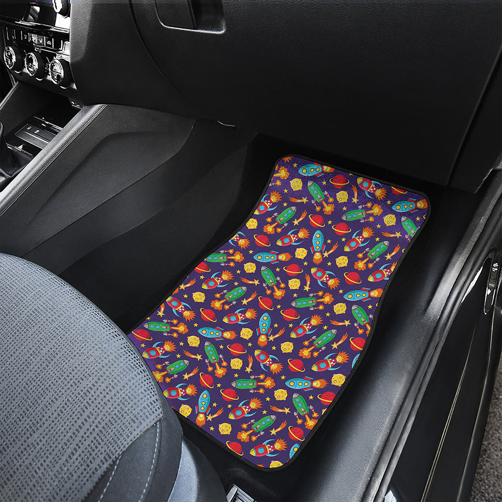 Space Rockets Pattern Print Front Car Floor Mats