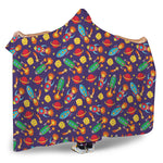 Space Rockets Pattern Print Hooded Blanket