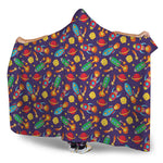 Space Rockets Pattern Print Hooded Blanket