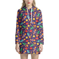 Space Rockets Pattern Print Pullover Hoodie Dress