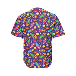 Space Rockets Pattern Print Men's Baseball Jersey