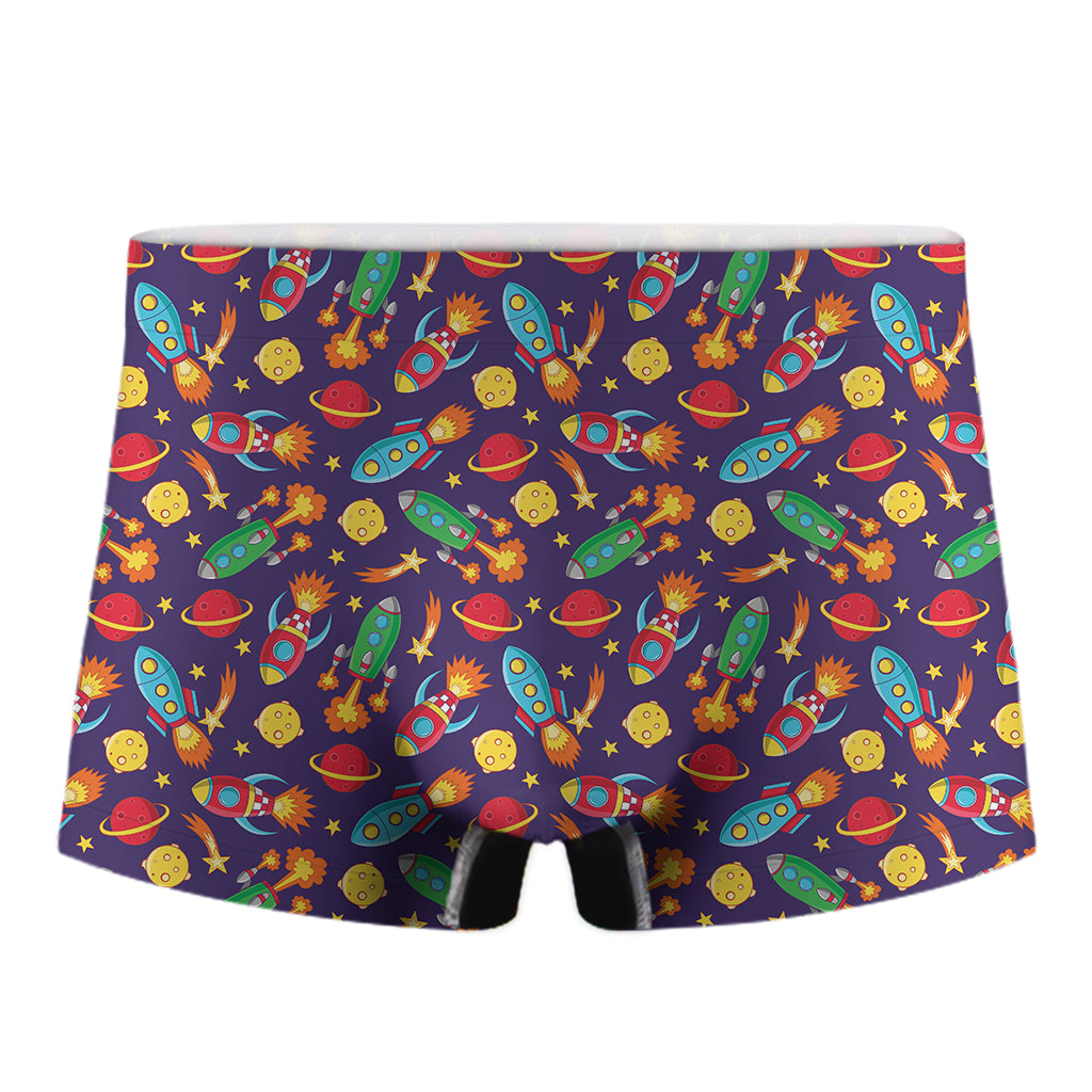 Space Rockets Pattern Print Men's Boxer Briefs