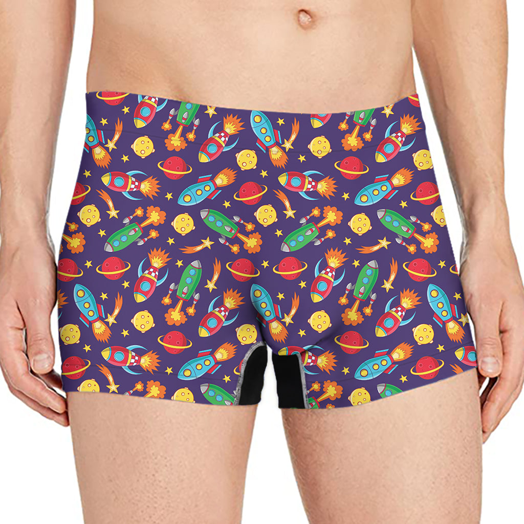 Space Rockets Pattern Print Men's Boxer Briefs
