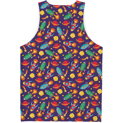 Space Rockets Pattern Print Men's Tank Top