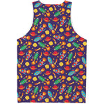 Space Rockets Pattern Print Men's Tank Top