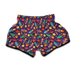 Space Rockets Pattern Print Muay Thai Boxing Shorts