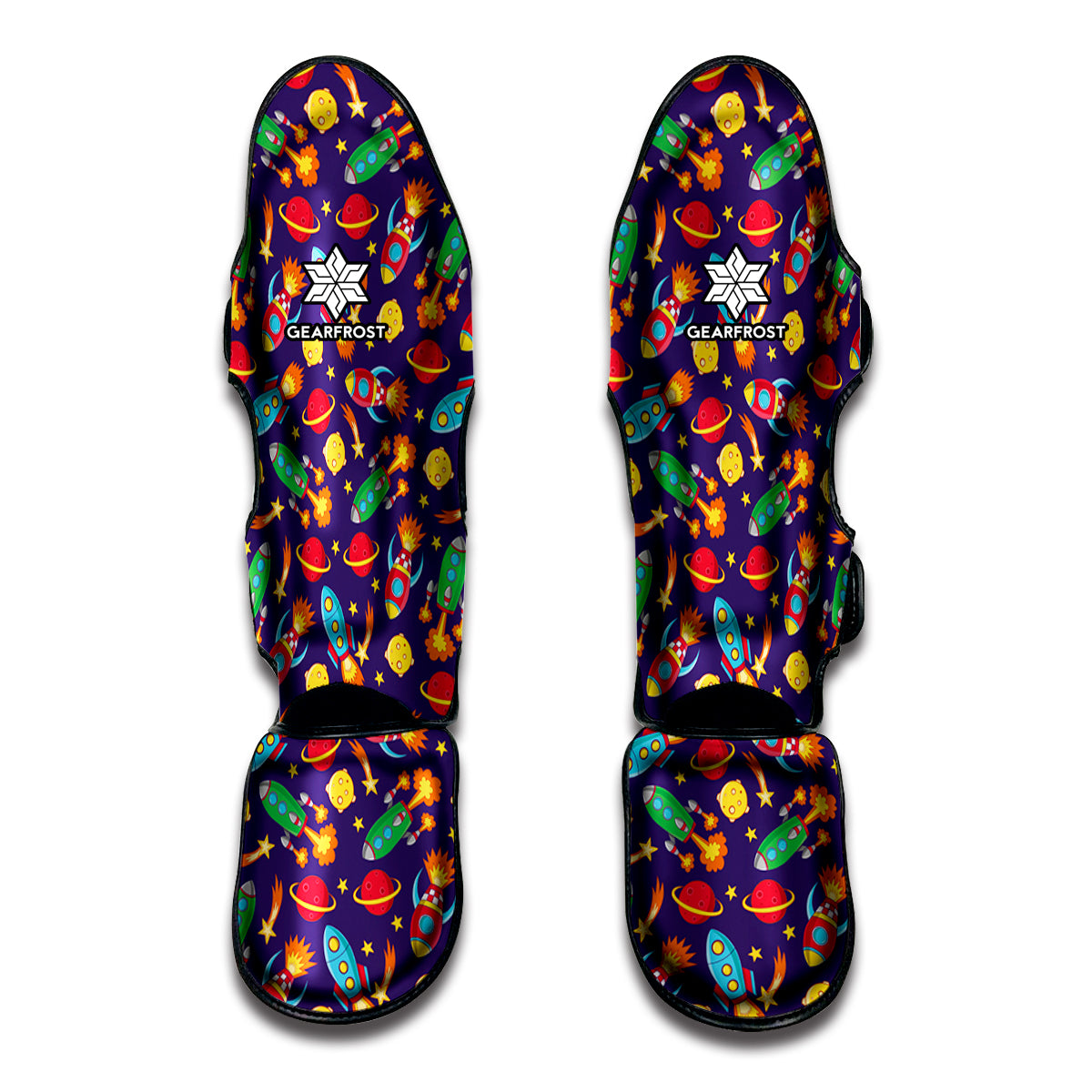 Space Rockets Pattern Print Muay Thai Shin Guard