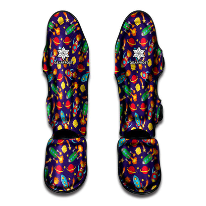 Space Rockets Pattern Print Muay Thai Shin Guard