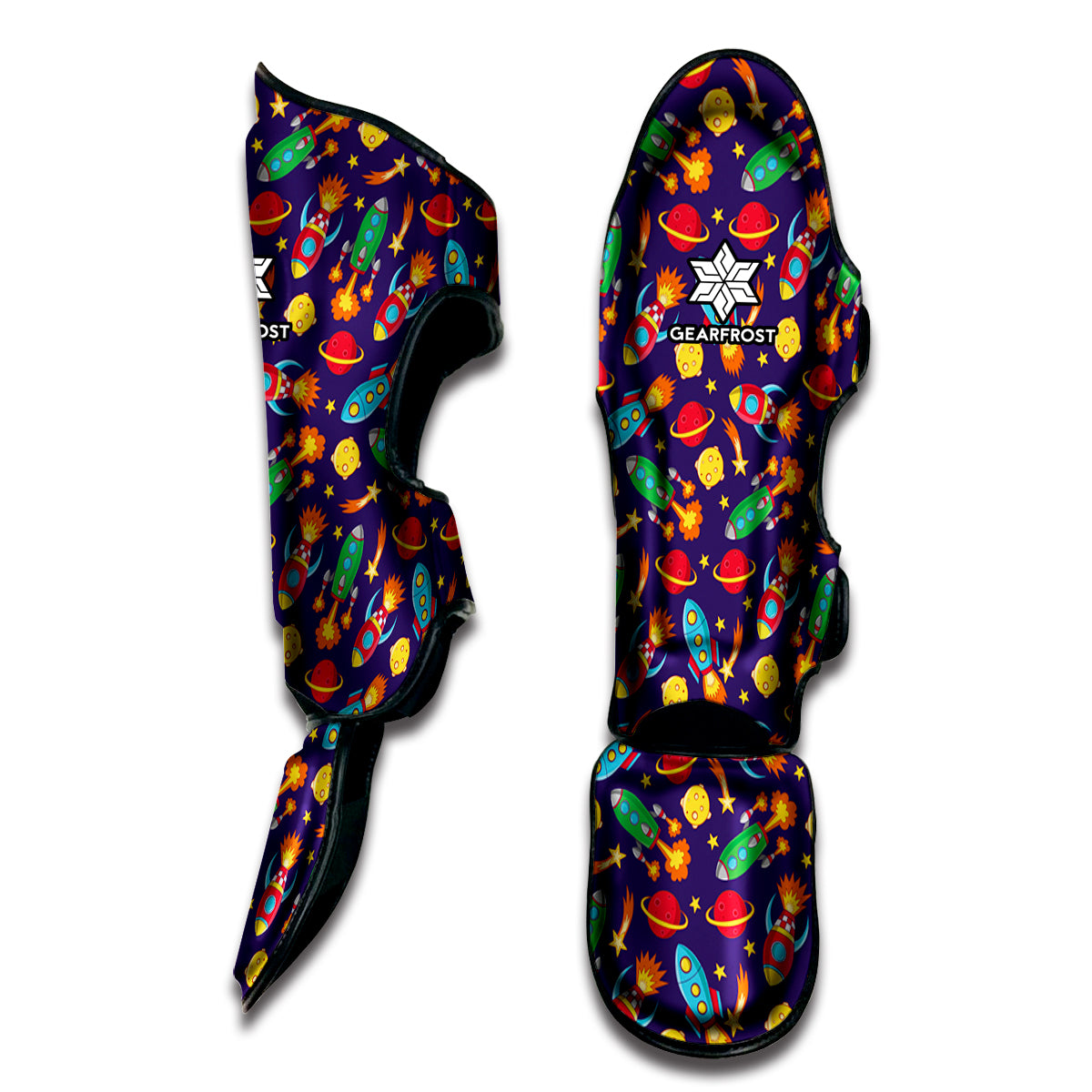 Space Rockets Pattern Print Muay Thai Shin Guard