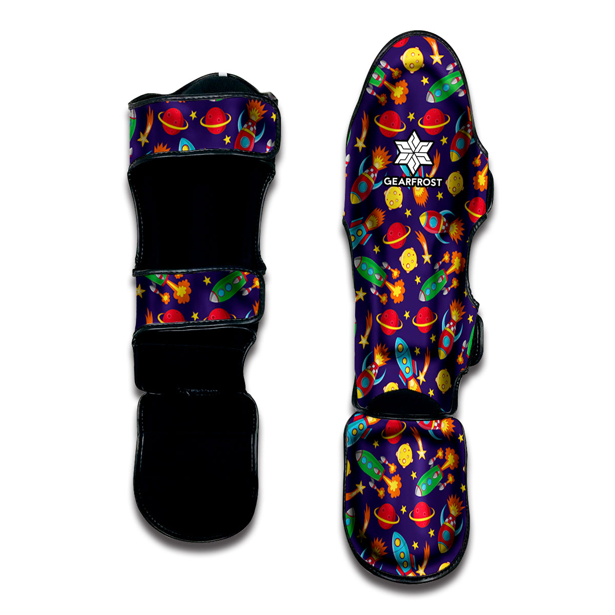 Space Rockets Pattern Print Muay Thai Shin Guard
