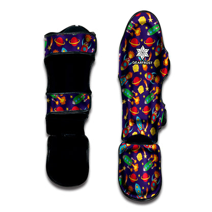 Space Rockets Pattern Print Muay Thai Shin Guard