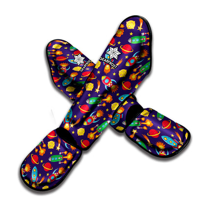 Space Rockets Pattern Print Muay Thai Shin Guard