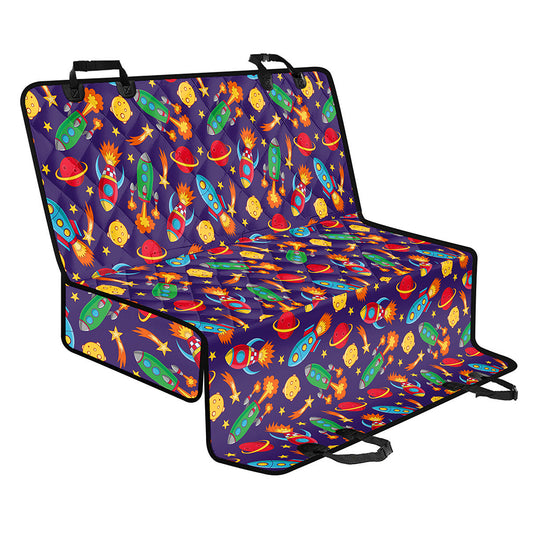 Space Rockets Pattern Print Pet Car Back Seat Cover