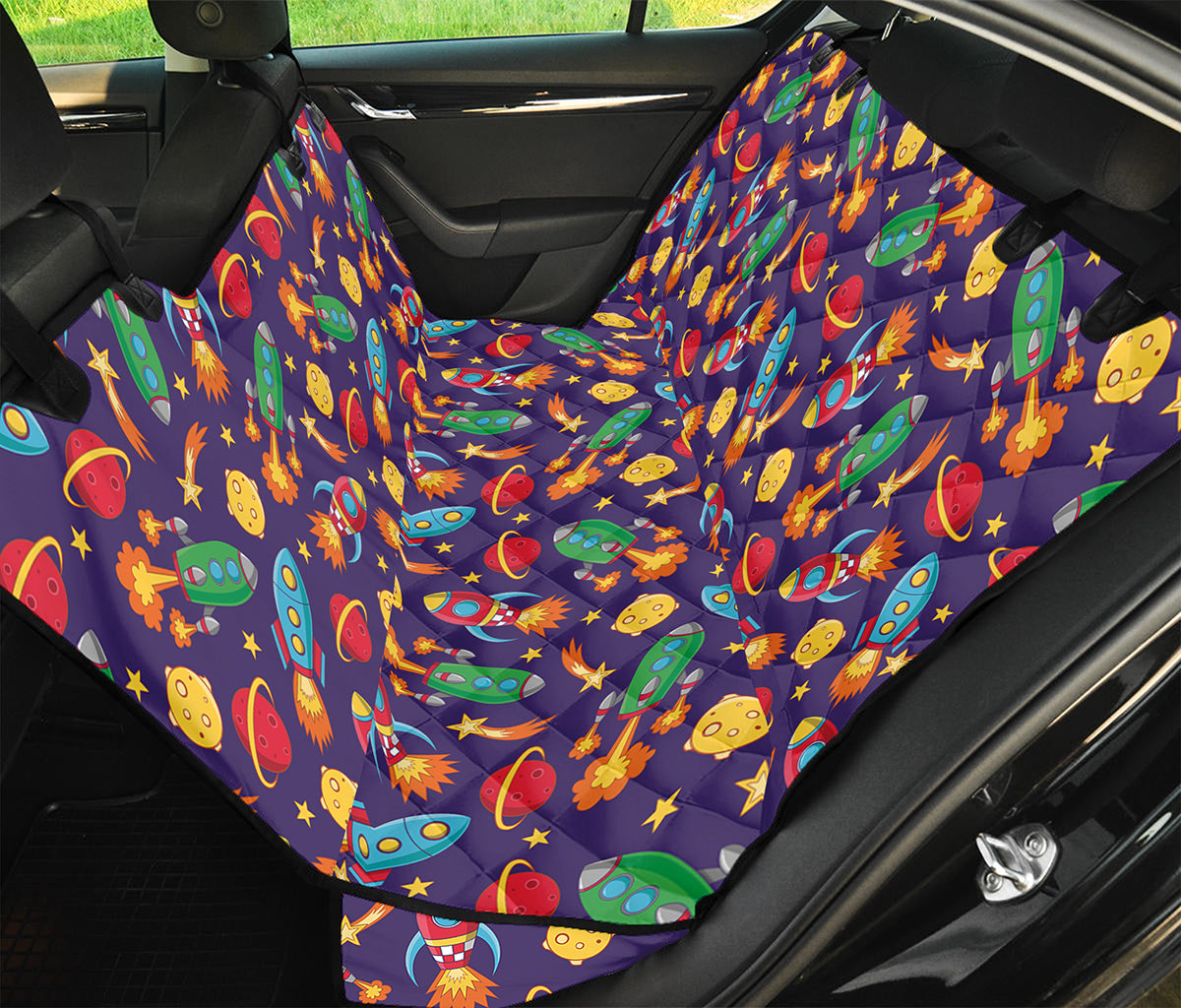 Space Rockets Pattern Print Pet Car Back Seat Cover