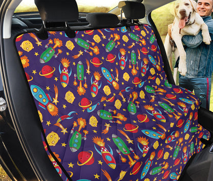Space Rockets Pattern Print Pet Car Back Seat Cover