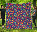 Space Rockets Pattern Print Quilt