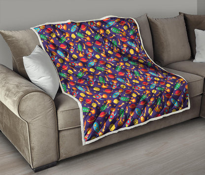 Space Rockets Pattern Print Quilt