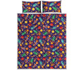 Space Rockets Pattern Print Quilt Bed Set