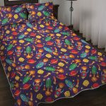 Space Rockets Pattern Print Quilt Bed Set