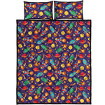 Space Rockets Pattern Print Quilt Bed Set