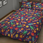 Space Rockets Pattern Print Quilt Bed Set