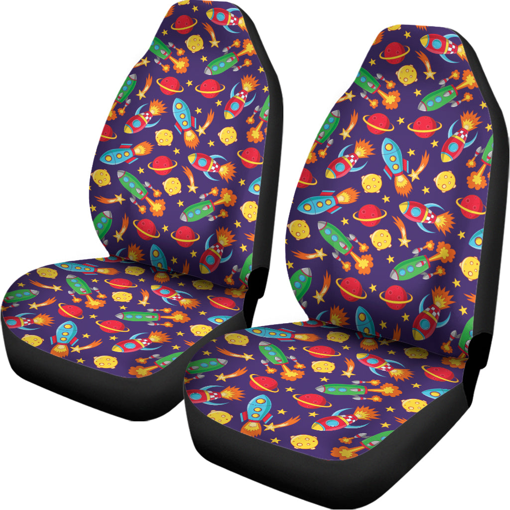 Space Rockets Pattern Print Universal Fit Car Seat Covers