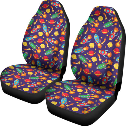 Space Rockets Pattern Print Universal Fit Car Seat Covers