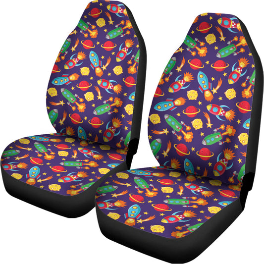 Space Rockets Pattern Print Universal Fit Car Seat Covers