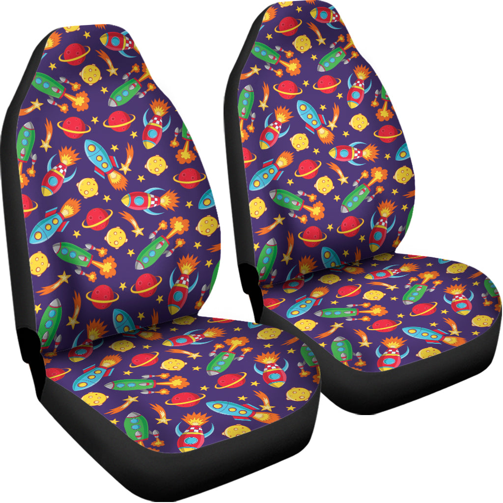 Space Rockets Pattern Print Universal Fit Car Seat Covers
