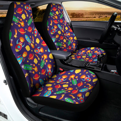 Space Rockets Pattern Print Universal Fit Car Seat Covers