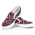 Space Rockets Pattern Print White Slip On Sneakers