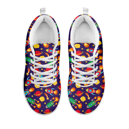 Space Rockets Pattern Print White Sneakers