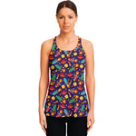 Space Rockets Pattern Print Women's Racerback Tank Top