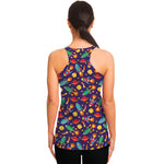 Space Rockets Pattern Print Women's Racerback Tank Top