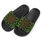 Sparkle Kaleidoscope Print Black Slide Sandals