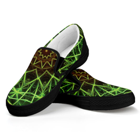 Sparkle Kaleidoscope Print Black Slip On Shoes