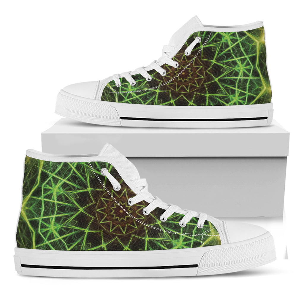 Sparkle Kaleidoscope Print White High Top Shoes