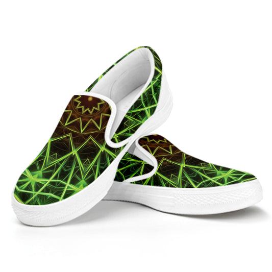 Sparkle Kaleidoscope Print White Slip On Shoes