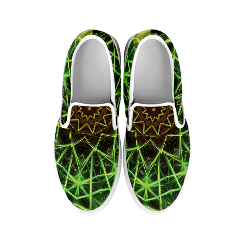 Sparkle Kaleidoscope Print White Slip On Shoes