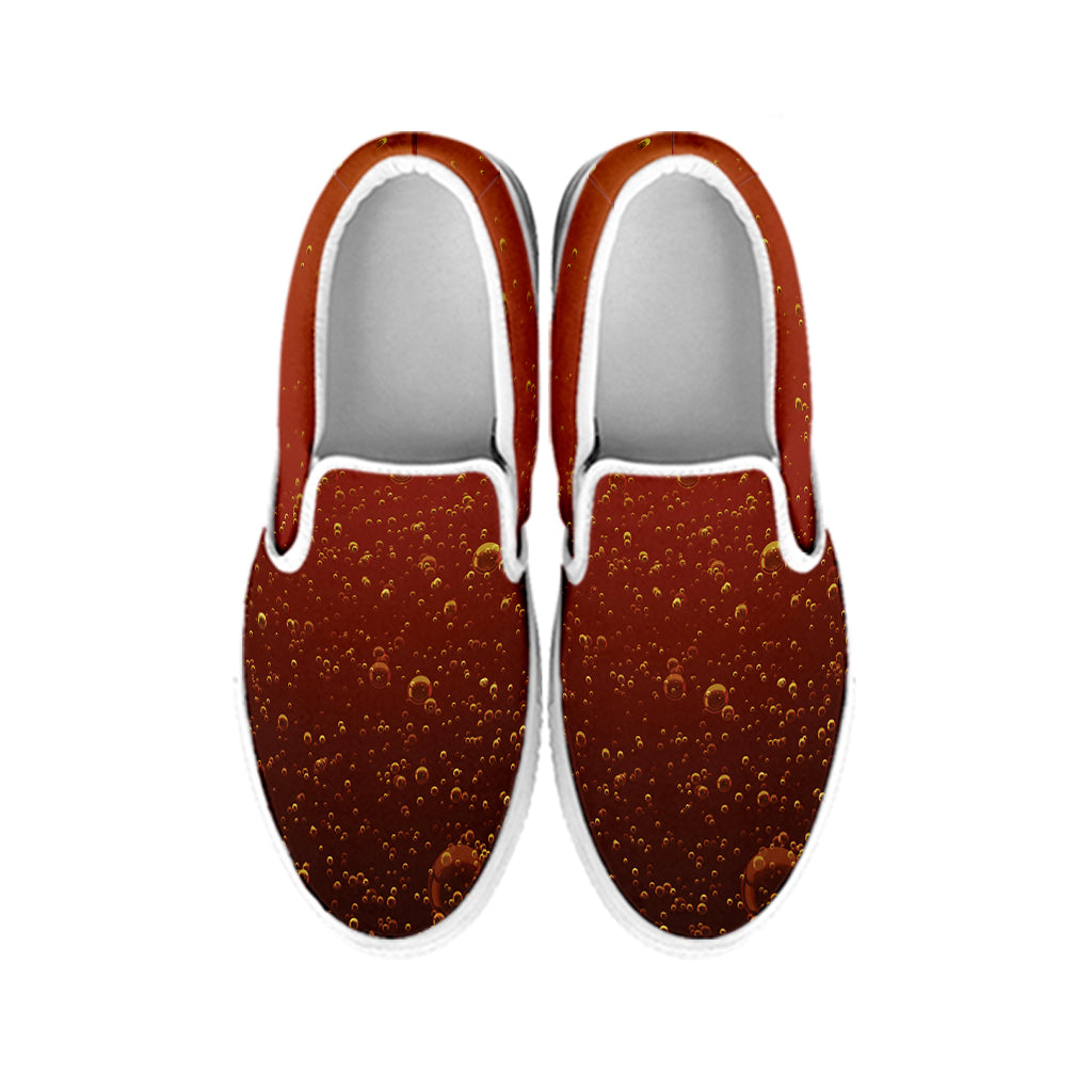 Sparkling Cola Print White Slip On Shoes