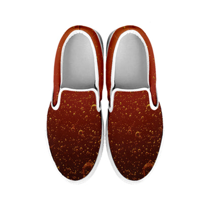 Sparkling Cola Print White Slip On Shoes