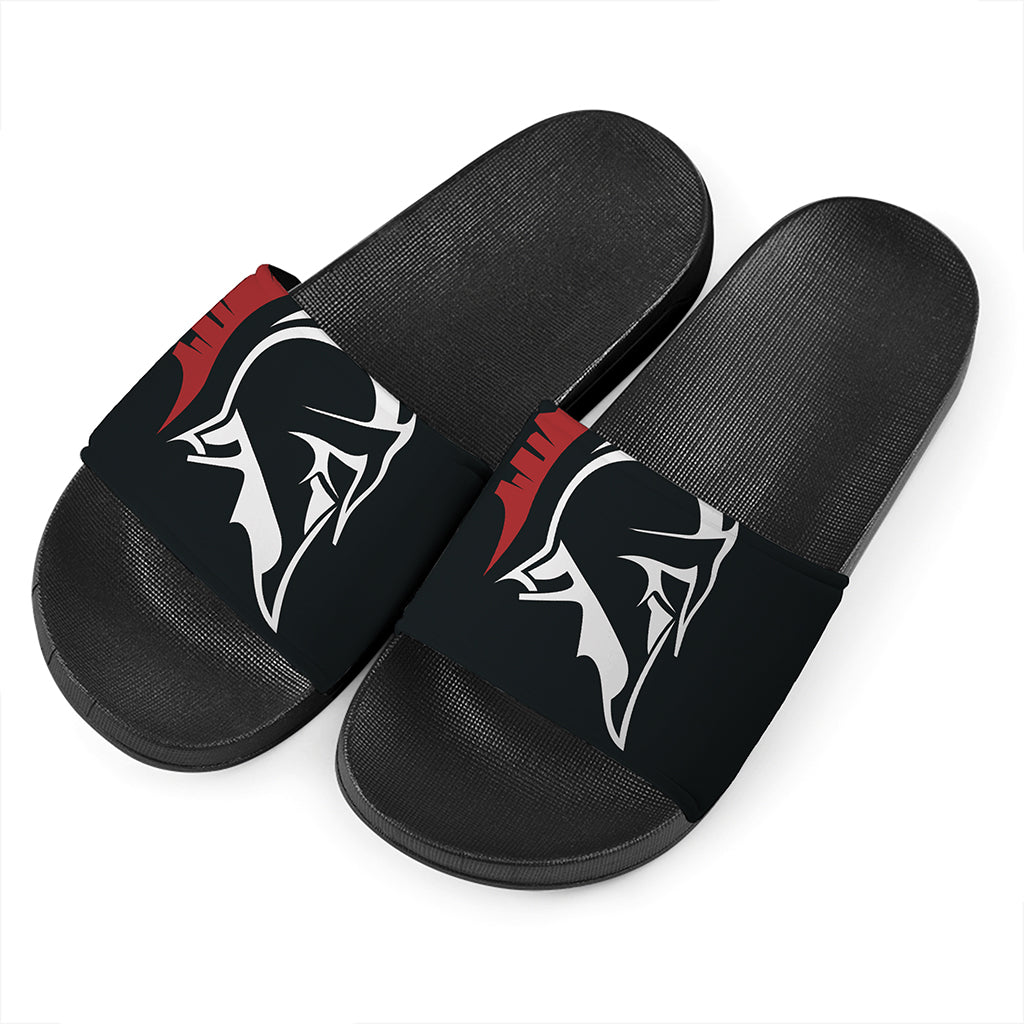 Spartan Molon Labe Print Black Slide Sandals
