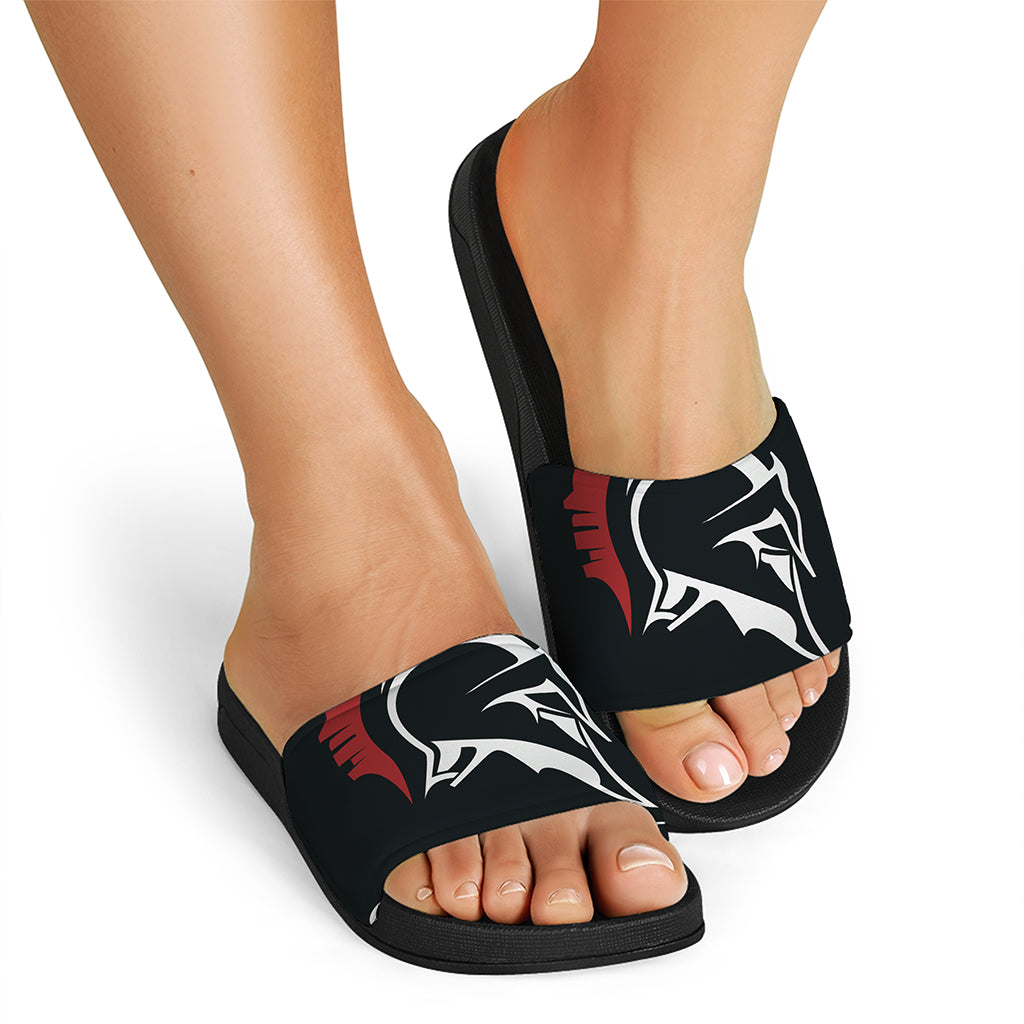 Spartan Molon Labe Print Black Slide Sandals
