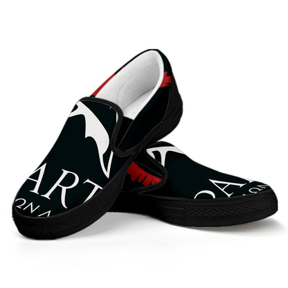 Spartan Molon Labe Print Black Slip On Shoes