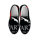 Spartan Molon Labe Print Black Slip On Shoes