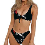 Spartan Molon Labe Print Front Bow Tie Bikini