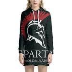 Spartan Molon Labe Print Pullover Hoodie Dress