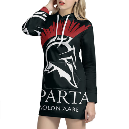 Spartan Molon Labe Print Pullover Hoodie Dress